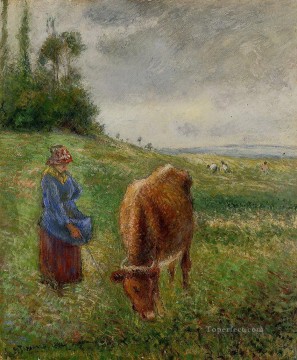  Pissarro Canvas - cowherd pontoise 1882 Camille Pissarro